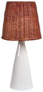 Stolná lampa biela keramický podstavec ratanové tienidlo nočná lampa boho štýl obývačka spálňa