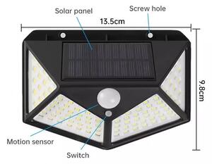Vonkajšie solárne LED 100 svetlo so senzorom