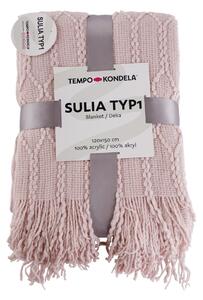 Pletená deka so strapcami Sulia Typ 1 120x150 cm - svetloružová