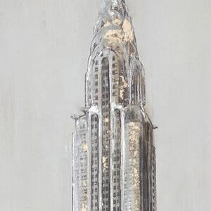 Dizajnový kovový obraz mrakodrap 50x100cm, ručne maľovaný