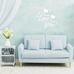Sablio Samolepka na stenu: nápis I love you - 60x57 cm