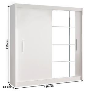 Šatníková skriňa s posuvnými dverami a zrkadlom Low - biela