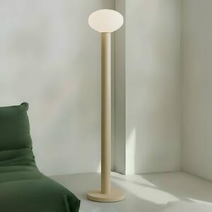 Stojacia lampa Flo, béžová, výška 138 cm, 1-pl., sklo, Krémová / jantárovo žltá, Obývacia izba / jedáleň, kov, Dizajn, Stojaca lampa