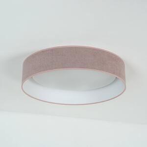 LED stropné svietidlo Plafond, ružová farba, tkanina, Ø 45 cm, 3-stupňové