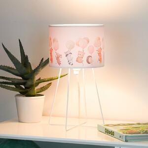 Freddy stolová lampa, farebná, zvieratá, E14, výška 32,5 cm, Viacfarebné, Detská izba, Textil / látka / hodváb, Stojacie svietidlo