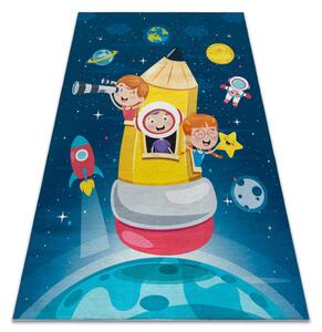 Detský koberec protišmykový BAMBINO 42810 Raketa, modrý / hnedý