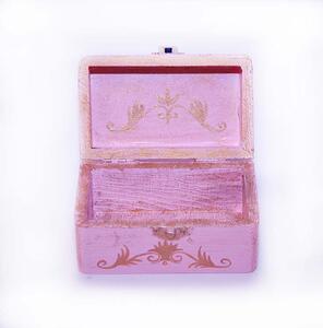 Ručne maľovaná ozdobná krabička – Šperkovnica Ružová mini