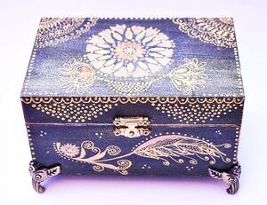 Ručne maľovaná ozdobná krabička - Šperkovnica Pierko