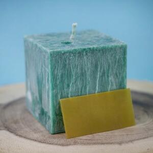 Sviečka želania Astron - kocka 6,5 cm, Zelená