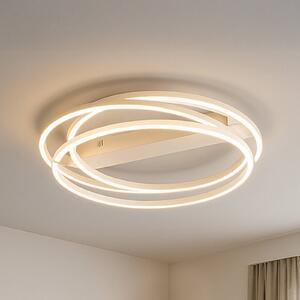 Stropné LED svetlo Kiku, Ø 56 cm, piesková farba, kov,, Krémová / jantárovo žltá, Obývacia izba / jedáleň, kov, Moderný, Stropné svetlo