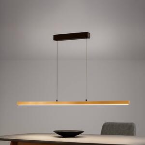 LED závesné svietidlo Shine-Wood, dĺžka 141 cm, dub/čierna, Svetlé drevo, Obývacia izba / jedáleň, Drevo, Závesné svietidlo