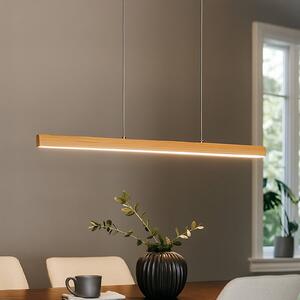 LED závesné svietidlo Shine-Wood, dĺžka 105 cm, dub/niklová farba, Svetlé drevo, Obývacia izba / jedáleň, Drevo, Závesné svietidlo