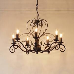 Luminex Luster Mauro, čierny, 7-pl., Ø 62 cm, kov, E14, Čierna, Obývacia izba / jedáleň, kov, Starožitný, Luster