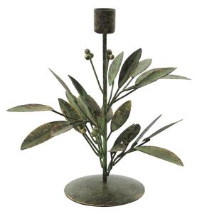 Kovový svietnik Leaves Antique Green
