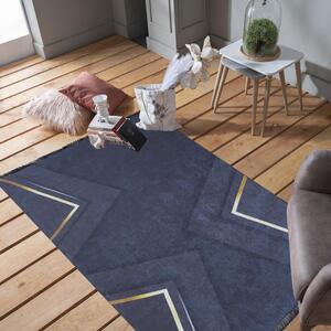 Protišmykový koberec s nádherným zlatým vzorom Modrá Šírka: 80 cm | Dĺžka: 150 cm