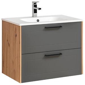 CMD COMAD - Kúpeľňová skrinka pod umývadlo Madera Grey - šedá - 80x61x46 cm