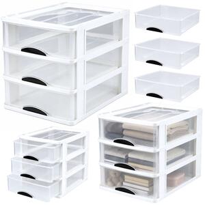LEAN Plastový organizér s 3 zásuvkami - biely