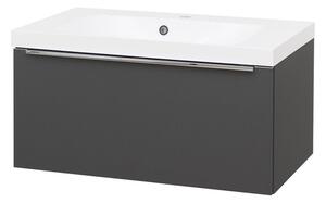 Mereo Mailo, kúpeľňová skrinka s umývadlom z liateho mramoru 81 cm, biela, dub, antracit Mailo, kúpeľňová skrinka s umývadlom z liateho mramoru 81 cm…