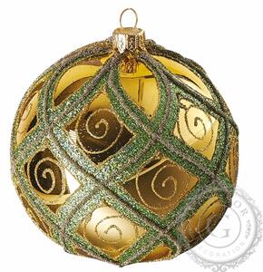 Vianočná guľa zeleno-zlatá