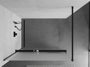 Mexen Kioto+, sprchová zástena s poličkou a držiakom na uteráky 70 x 200 cm, 8mm námraza sklo, čierny profil, 800-070-121-70-30
