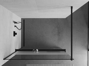 Mexen Kioto+, sprchová zástena s poličkou a držiakom na uteráky 80 x 200 cm, 8mm číre-námraza sklo, čierny profil, 800-080-121-70-35