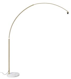 Oblúková lampa mosadzná s nastaviteľnou základňou z bieleho mramoru - XXL