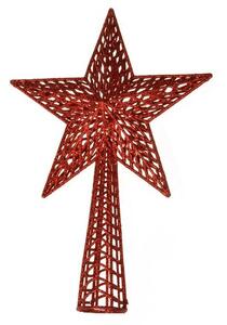 Špička na stromček Hviezda gravírovaná, 37 cm, červená