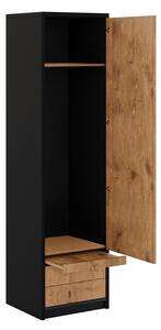 Skriňa Loft S ku vertikálnej sklápacej posteli Basic 60 cm - čierna / dub lancelot