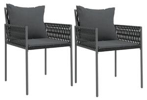 Záhradné stoličky s vankúšmi 2 ks čierne 54x61x83 cm polyratan