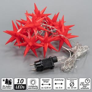 Nexos 86219 Vianočné LED hviezdy - 10 LED, červené, priehľadný kábel