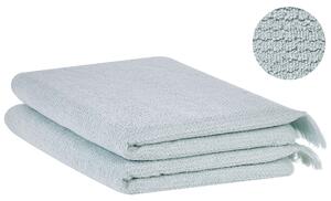 Sada 2 uterákov zelená bavlna polyester froté uteráky 100 x 150 cm doplnky do kúpeľne