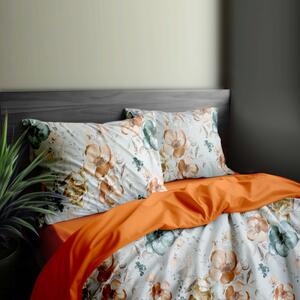 Ervi bavlnené obliečky DUO - oranžové akvarelové kvety/oranžové