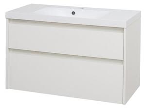 Mereo Opto, kúpeľňová skrinka s umývadlom z liateho mramoru 101 cm, biela, dub, biela/dub, čierna Opto, kúpeľňová skrinka s umývadlom z liateho mramo…