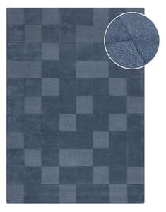 Tmavomodrý ručne tkaný vlnený koberec 200x290 cm Checkerboard – Flair Rugs