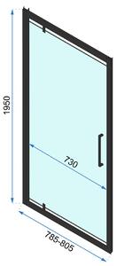 Rea Rapid Swing, rohový sprchovací kút 90 (dvere) x 100 (stena) x 195 cm, 6mm číre sklo, čierny profil, KPL-009927