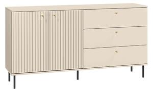 Komoda dvojdverová Jamuzi 160 cm so zásuvkami - kašmír / čierne nožičky