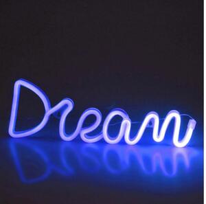 LED Neónová nástenná dekorácia DREAM LED/3W/3xAA USB modrá