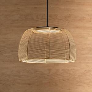 Bover LED závesná lampa Tanit, Ø 43 cm, čierna/béžová, látka