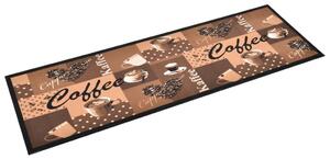 Kuchynský koberec prateľný hnedý dizajn s kávou 60x300 cm