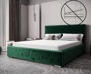 Nadčasová čalúnená posteľ v minimalistickom dizajne zelenej farby 180 x 200 cm bez úložného priestoru