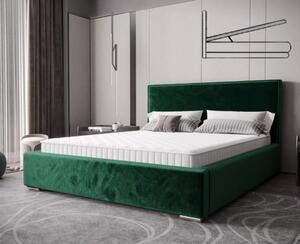 Nadčasová čalúnená posteľ v minimalistickom dizajne zelenej farby 180 x 200 cm s úložným priestorom