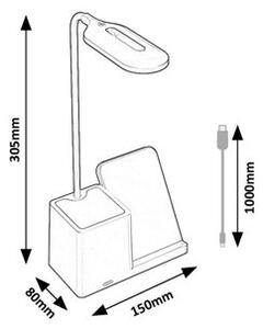 Rabalux CERIE LED Stmievateľná stolná lampa s QI nabíjaním LED/4W/5V 3000/4000/6500K čierna