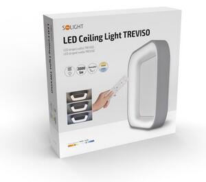 SOLIGHT LED stropné svetlo štvorcové Treviso, 48W, 2880lm, stmievateľné, diaľkové ovládanie, šedá
