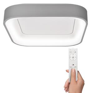SOLIGHT LED stropné svetlo štvorcové Treviso, 48W, 2880lm, stmievateľné, diaľkové ovládanie, šedá
