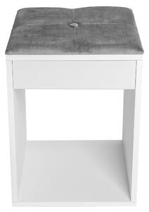 Tutumi, čalúnený puf / stolička 34x34x48 cm, šedá-biela, MEB-09091