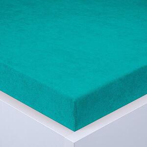 Napínacia plachta na posteľ froté EXCLUSIVE tyrkysovo zelená 160 x 200 cm