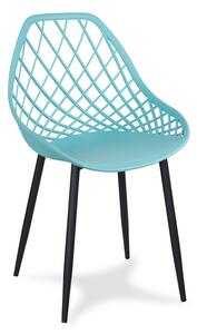 Dekorstudio Jedálenská stolička OSLO tyrkysová na čiernych kovových nohách