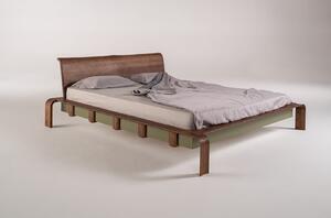 Dizajnová posteľ 180 Konstanz masívne drevo tmavé, zelený dekor