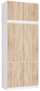 Skriňa s nadstavcom S 90 cm biela / dub sonoma