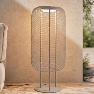 LED stojacia lampa Lucande Korvyn, kamennosivá, výška 80 cm, IP44, Hliník / sivá / zinok, kov, Dizajn
